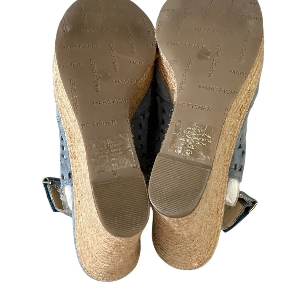 Marc Fisher Blue Wedge Peep-Toe Shoes Size 10